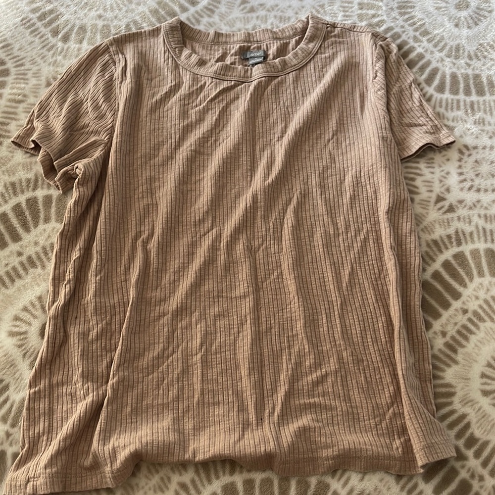 Aerie dusty pink ribbed shirt sleeve tee